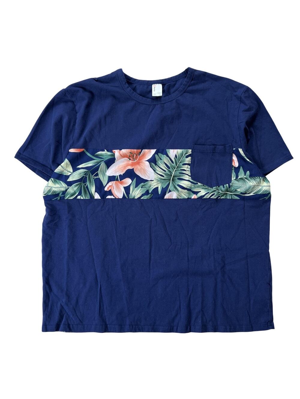 PatPat Shirt Womens 2XL Blue Colorblock Pocket Short Sleeve Casual Basic